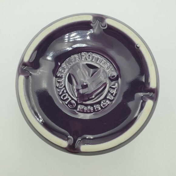 Longaberger Pottery Woven Traditions Eggplant Salt Crock Purple Pint Crock - Picture 4 of 5